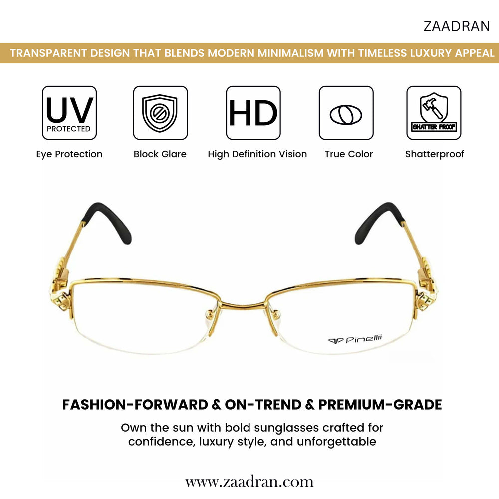 GOLDEN BLACK DIAMOND HALF RIMLESS TRANSPARENT RECTANGLE EYEWEAR | PINELLI EDITION