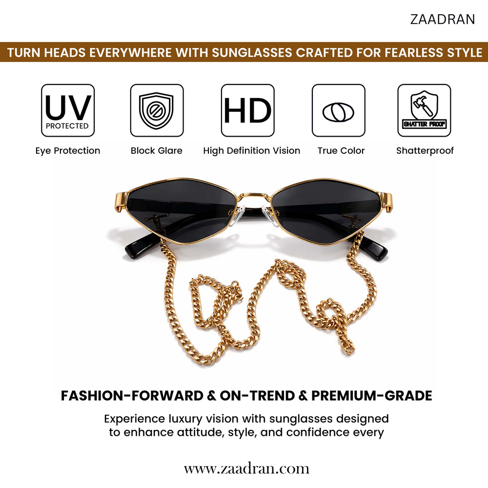 Italy | Black Golden Chain Aviator Sunglass