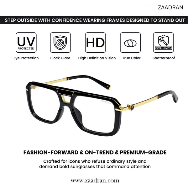 Zambia | Golden Black Transparent Aviator Sunglass