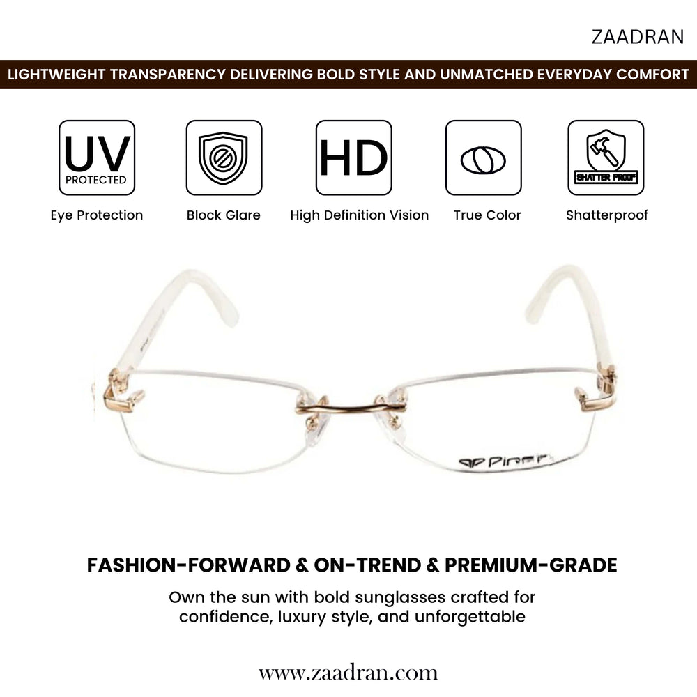 Cream Golden Diamond Transparent Rimeless Eyewear | I1005 | Pinellii Edition