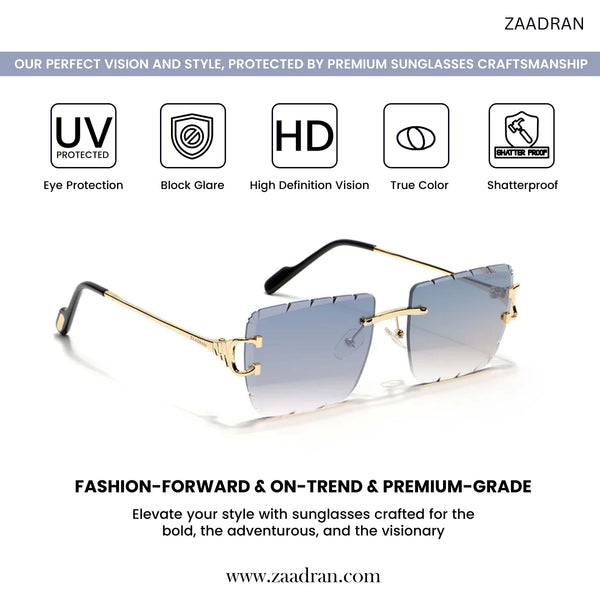 Alberta | Ocean blue Rimless Wayfarer Sunglass - (ZAADRLABOCBLU0009)