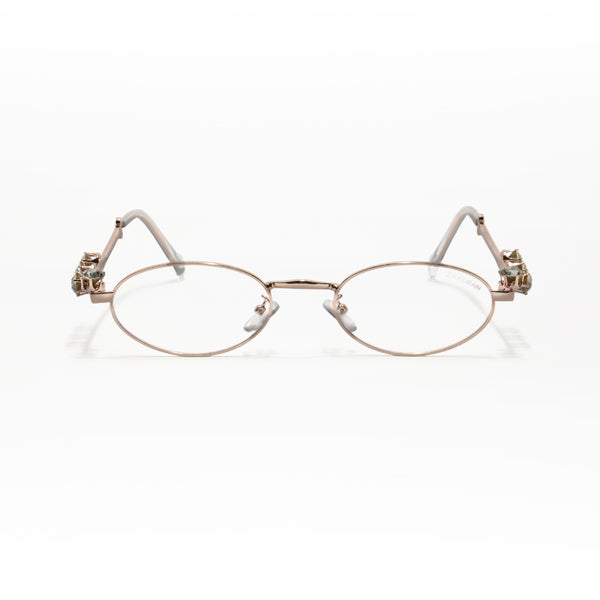 Four Diamond Lady | Rose Gold Oval Transparent Sunglass