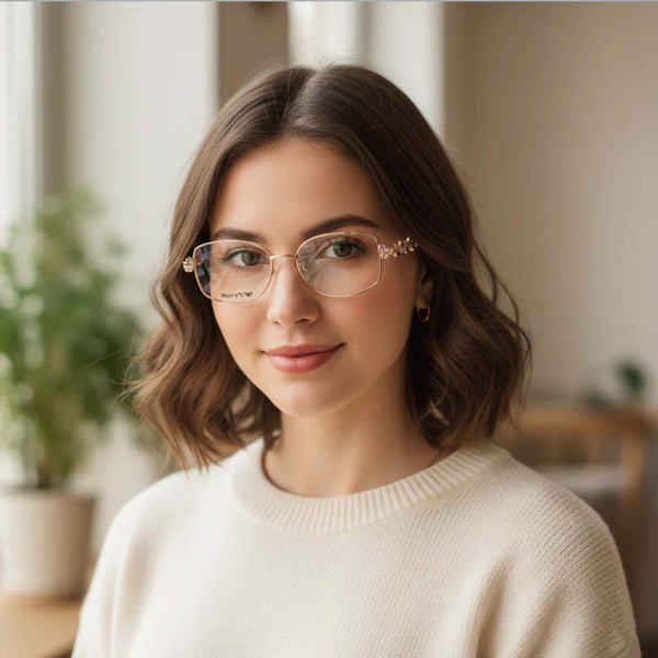Golden Diamonds Cream Transparent Wayfarer Eyewear | I1008 |Pinellii Edition