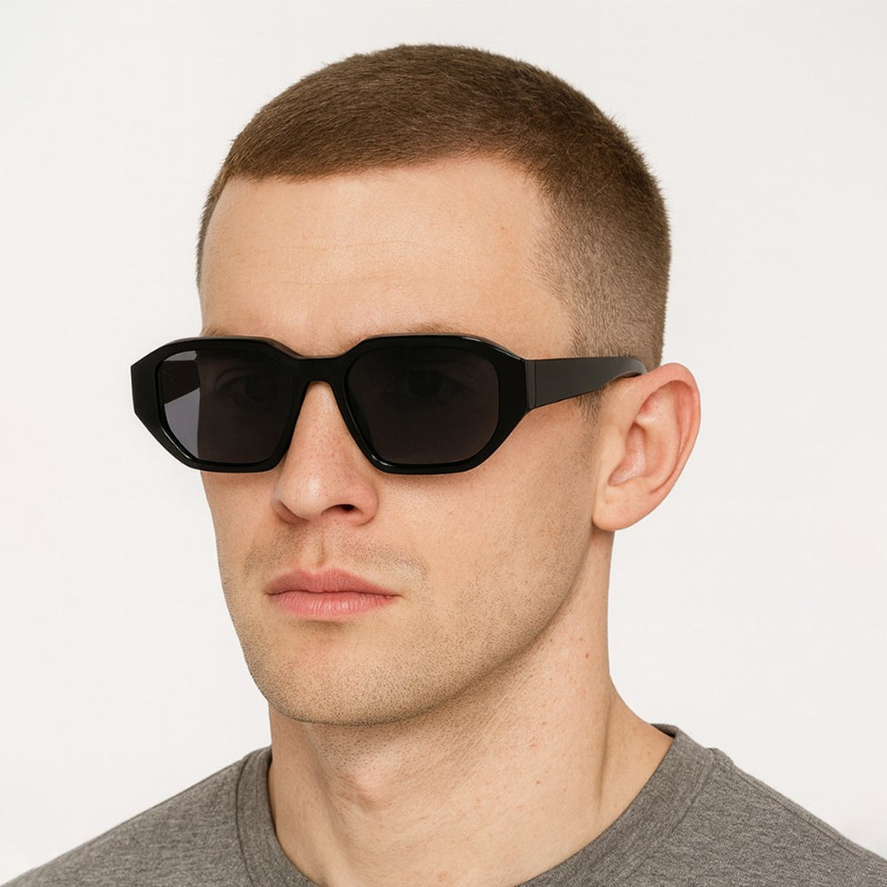 Bangkok | Black Round Rectangle Sunglass
