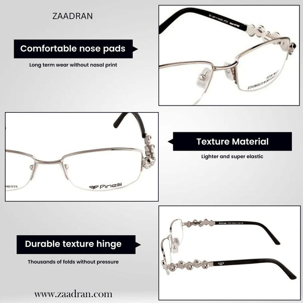 Black Silver Diamond Transparent Rimless Rectangle Eyewear| Pinelli Edition