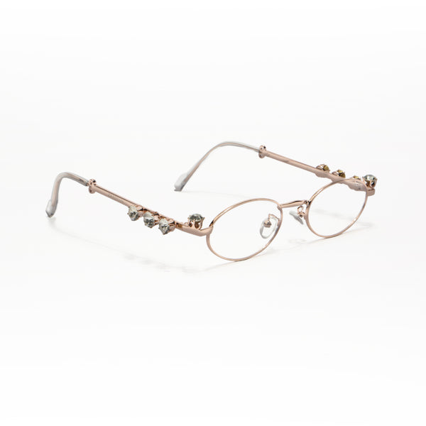 Four Diamond Lady | Rose Gold Oval Transparent Sunglass