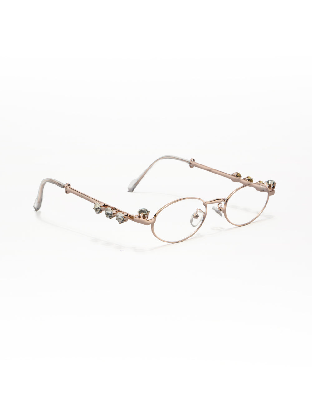 Four Diamond Lady | Rose Gold Oval Transparent Sunglass