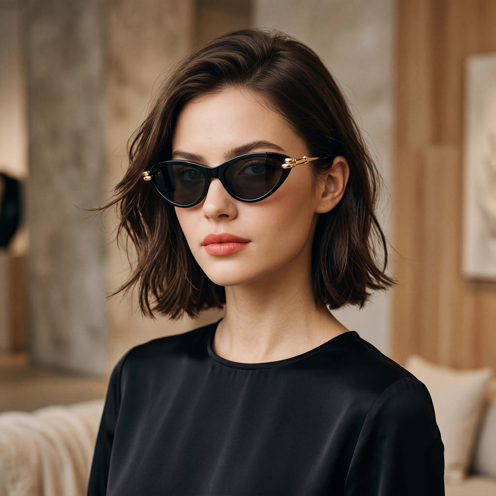 royal knot Gold black cateye Sunglass