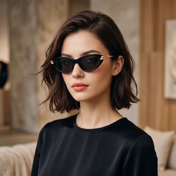 royal knot Gold black cateye Sunglass
