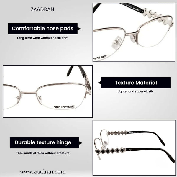 Black Silver Diamonds Transparent Rimless Rectangle Eyewear | Pinelli Edition