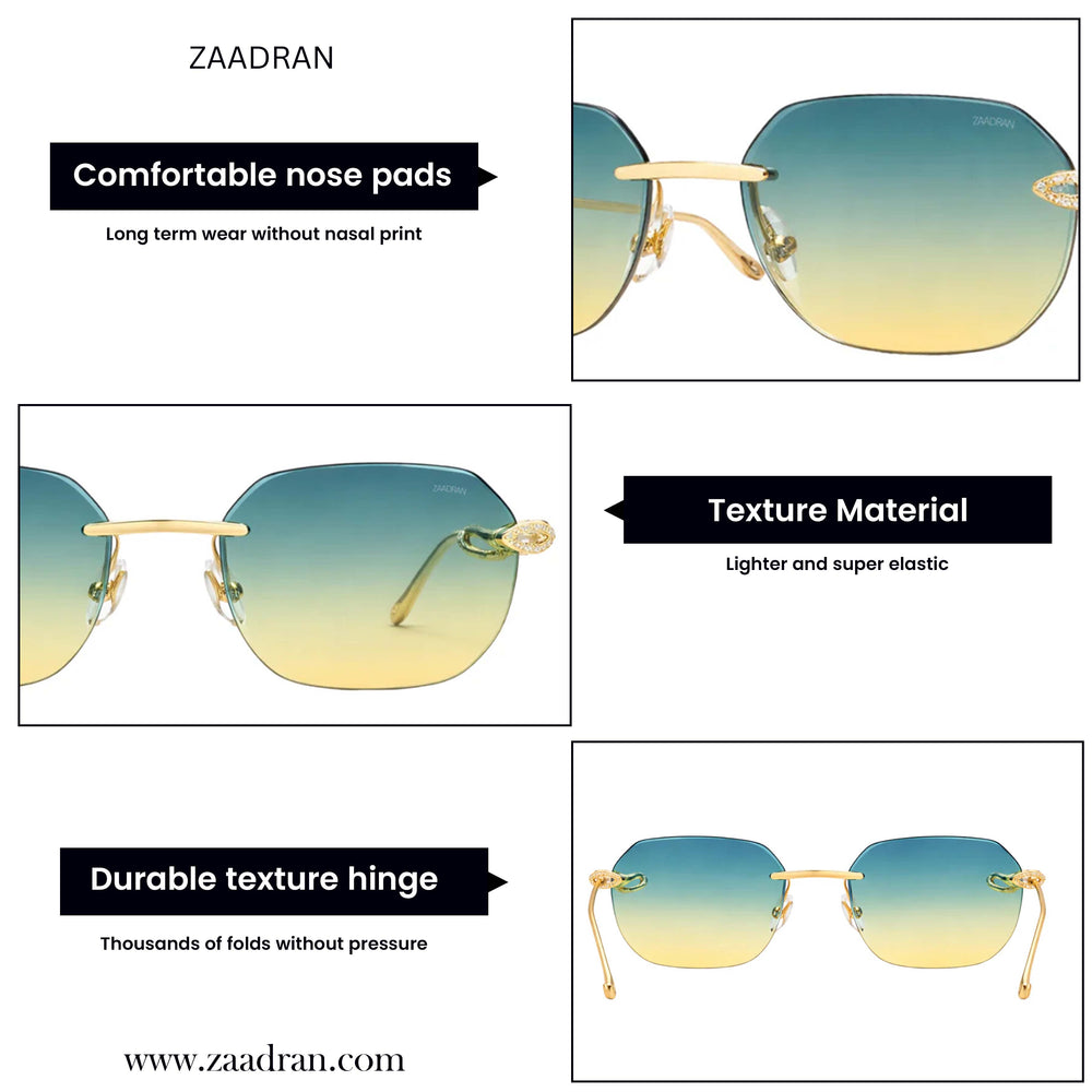 Venice | Golden Blue Dual Tone Rimless Wayfarer Sunglass