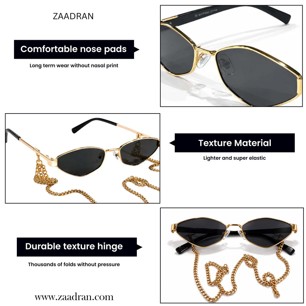 Italy | Black Golden Chain Aviator Sunglass