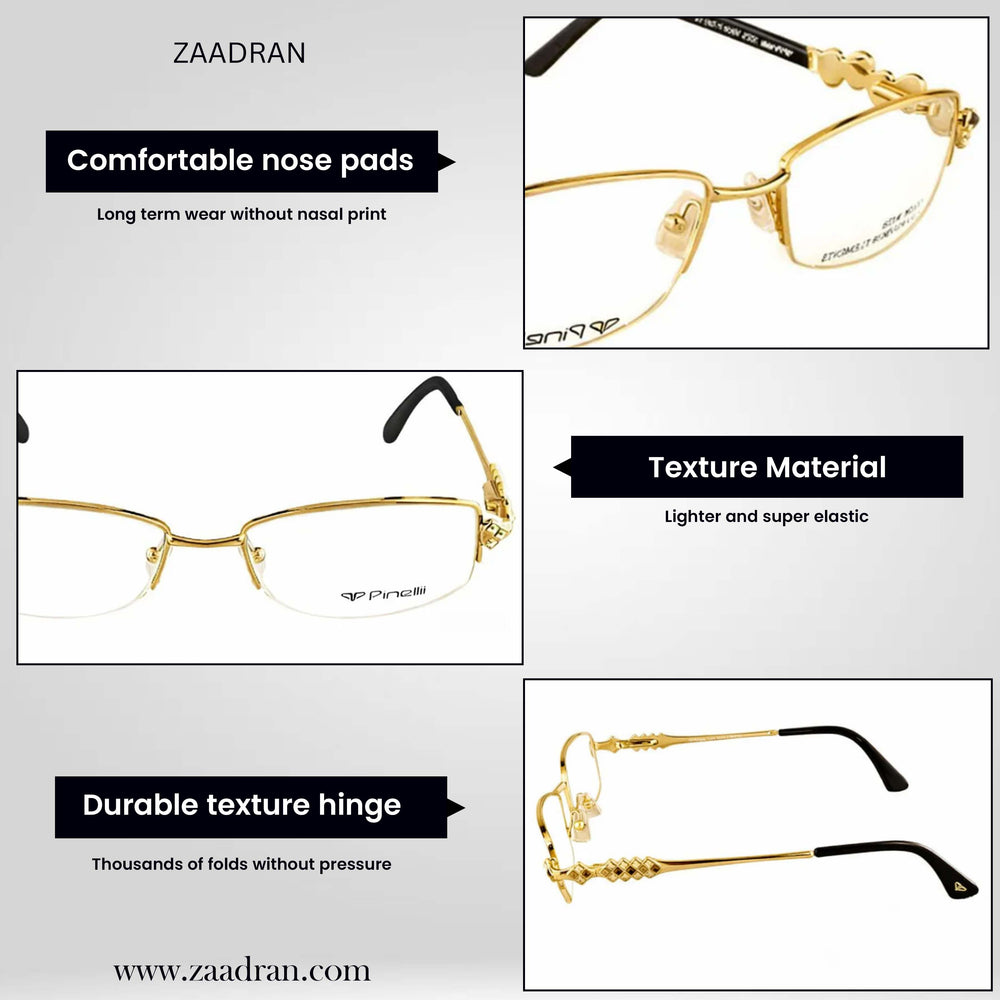 GOLDEN BLACK DIAMOND HALF RIMLESS TRANSPARENT RECTANGLE EYEWEAR | PINELLI EDITION