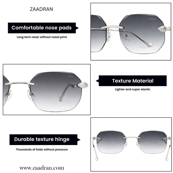 Venice Silver Black Rimless Wayfarer Sunglass