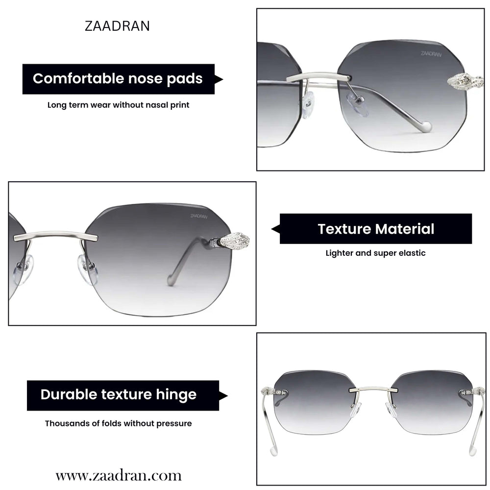 Venice Silver Black Rimless Wayfarer Sunglass