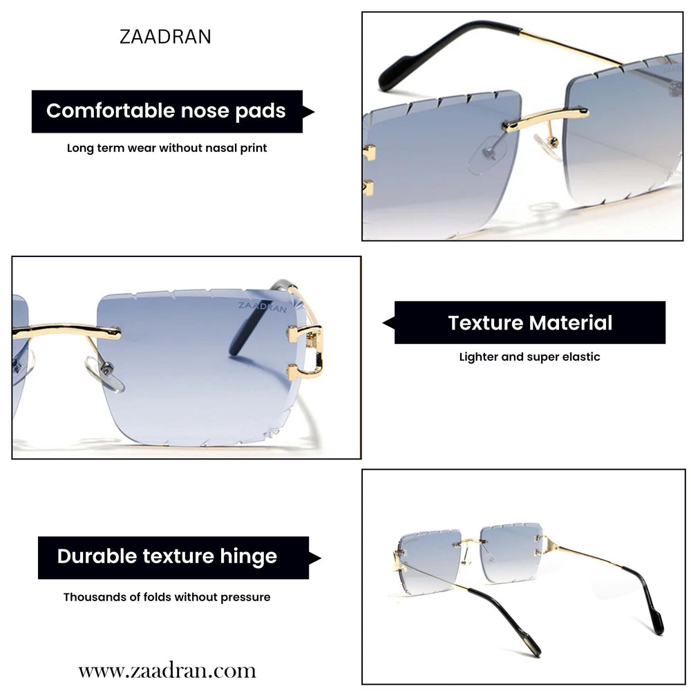 Alberta | Ocean blue Rimless Wayfarer Sunglass - (ZAADRLABOCBLU0009)