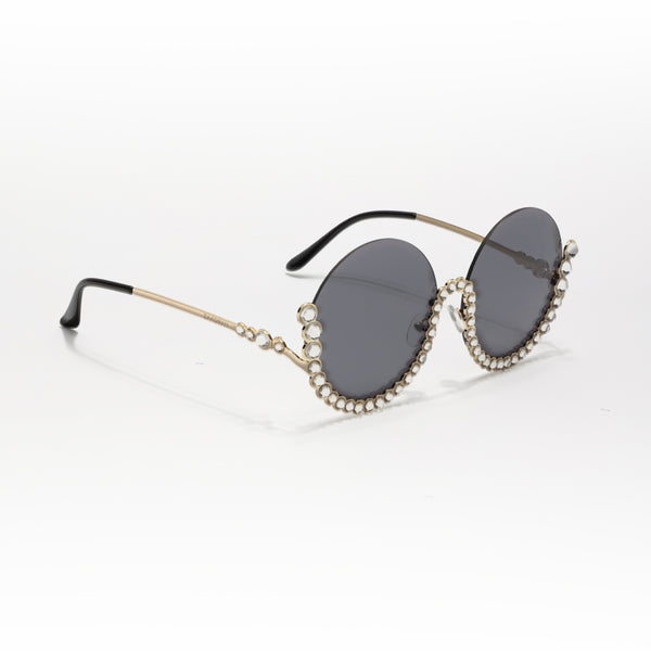 Vintage Underline | Golden Black Round Sunglass