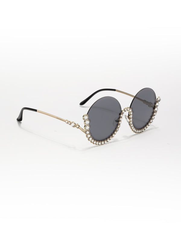 Vintage Underline | Golden Black Round Sunglass
