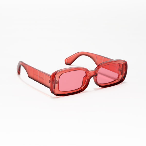Rome | Red Transparent Rectangle Sunglass