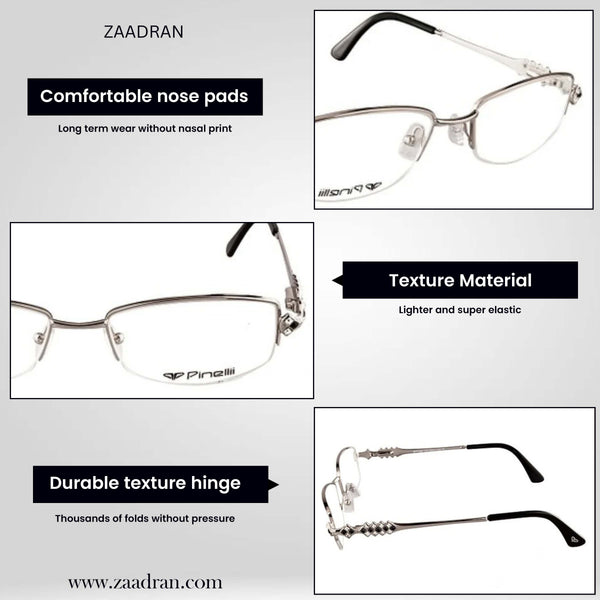 Silver Black Diamond Half Rimless Transparent Rectangle Eyewear Pinelli Edition