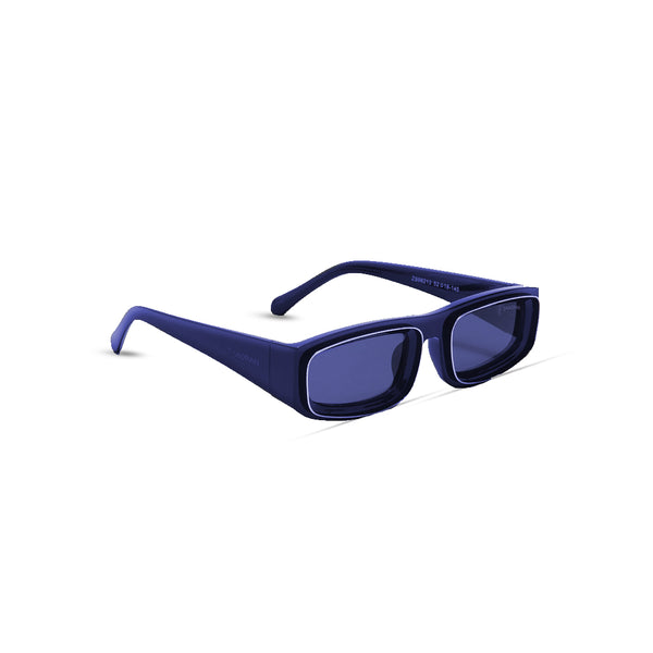 Sudan | Blue Silver Rectangle Sunglass