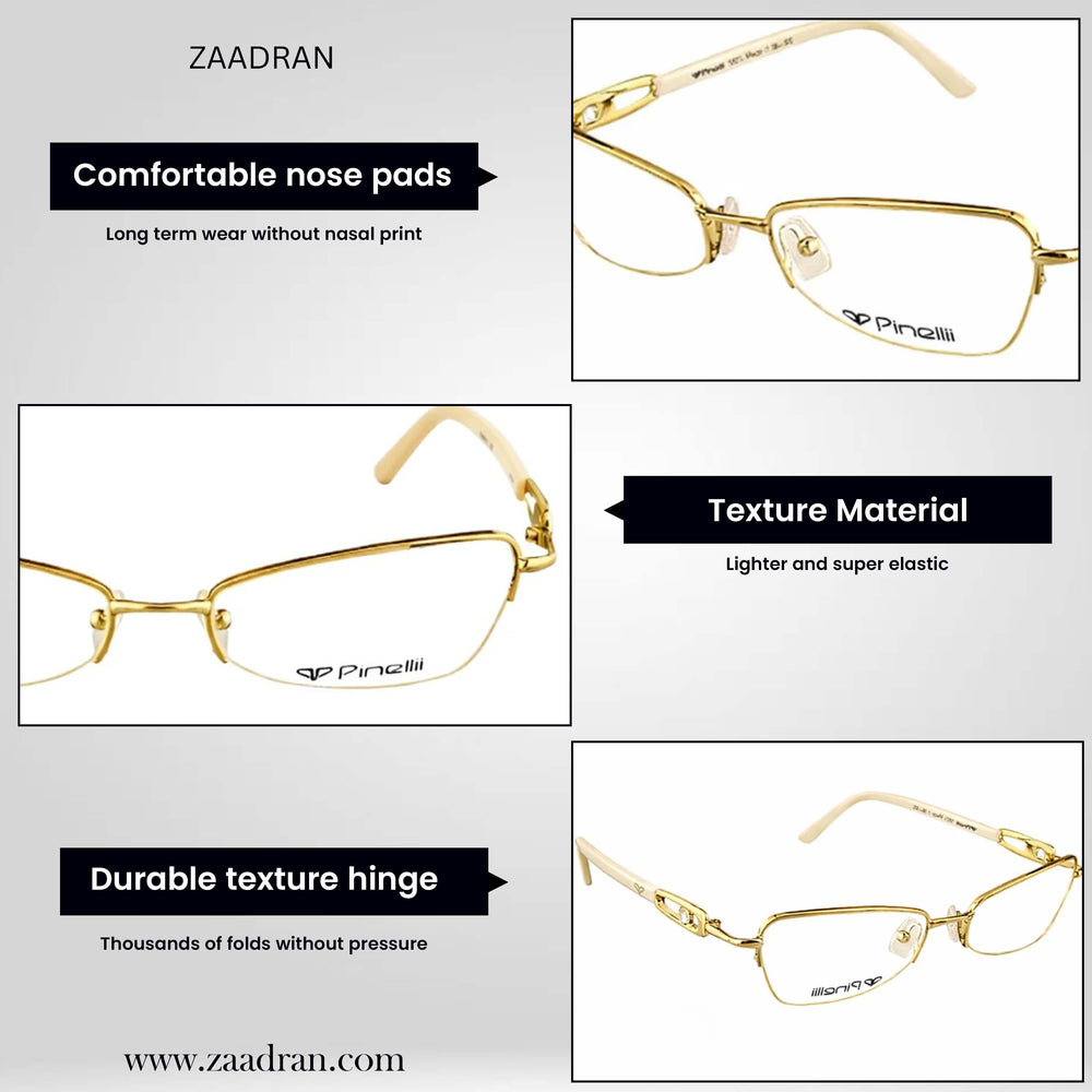 Cream Golden Transparent Rimless Rectangle Eyewear| Pinelli Edition