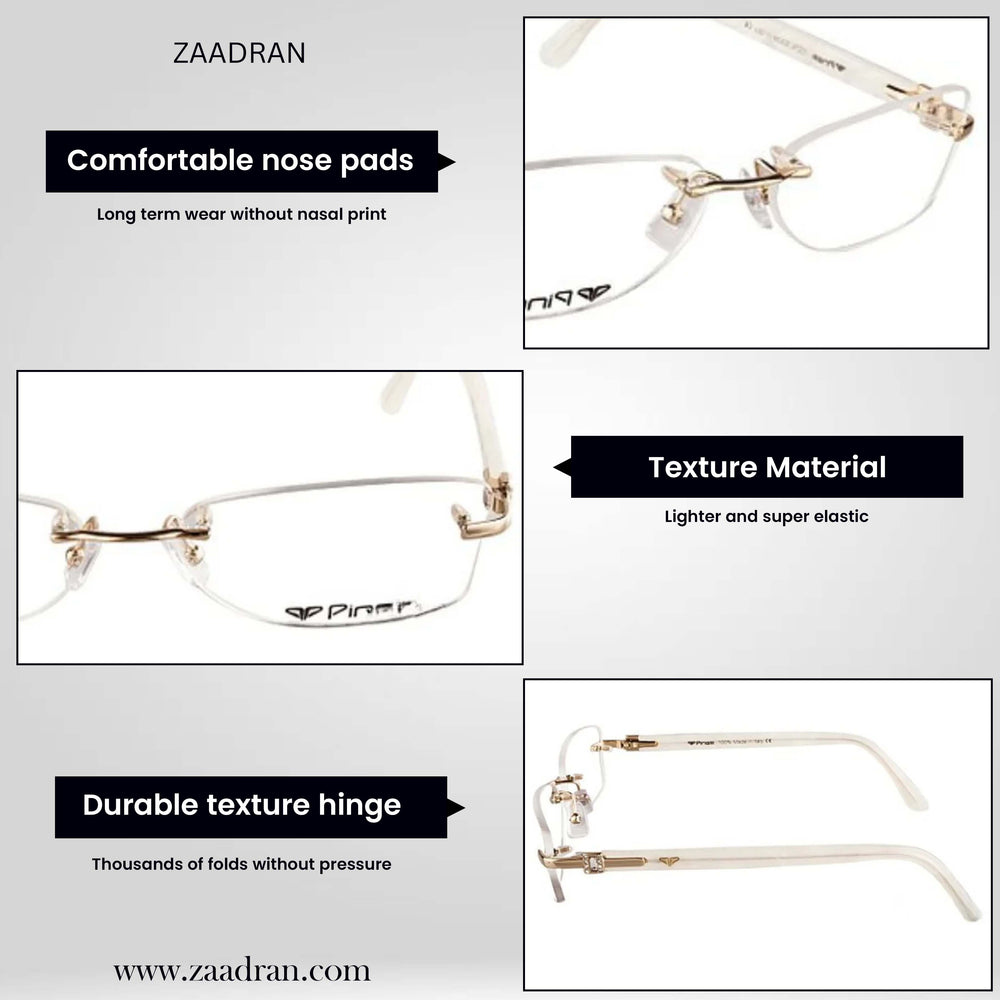 Cream Golden Diamond Transparent Rimeless Eyewear | I1005 | Pinellii Edition