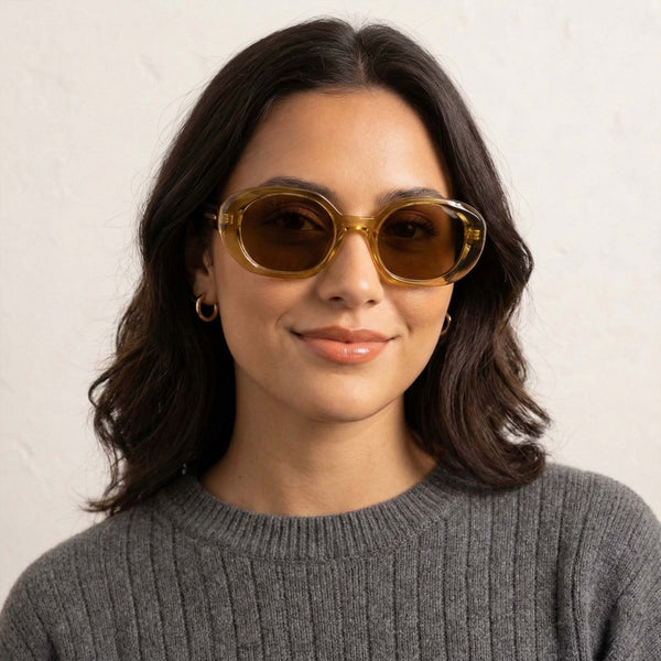 Hungary Octa | Yellow Round Wayfarer Sunglass