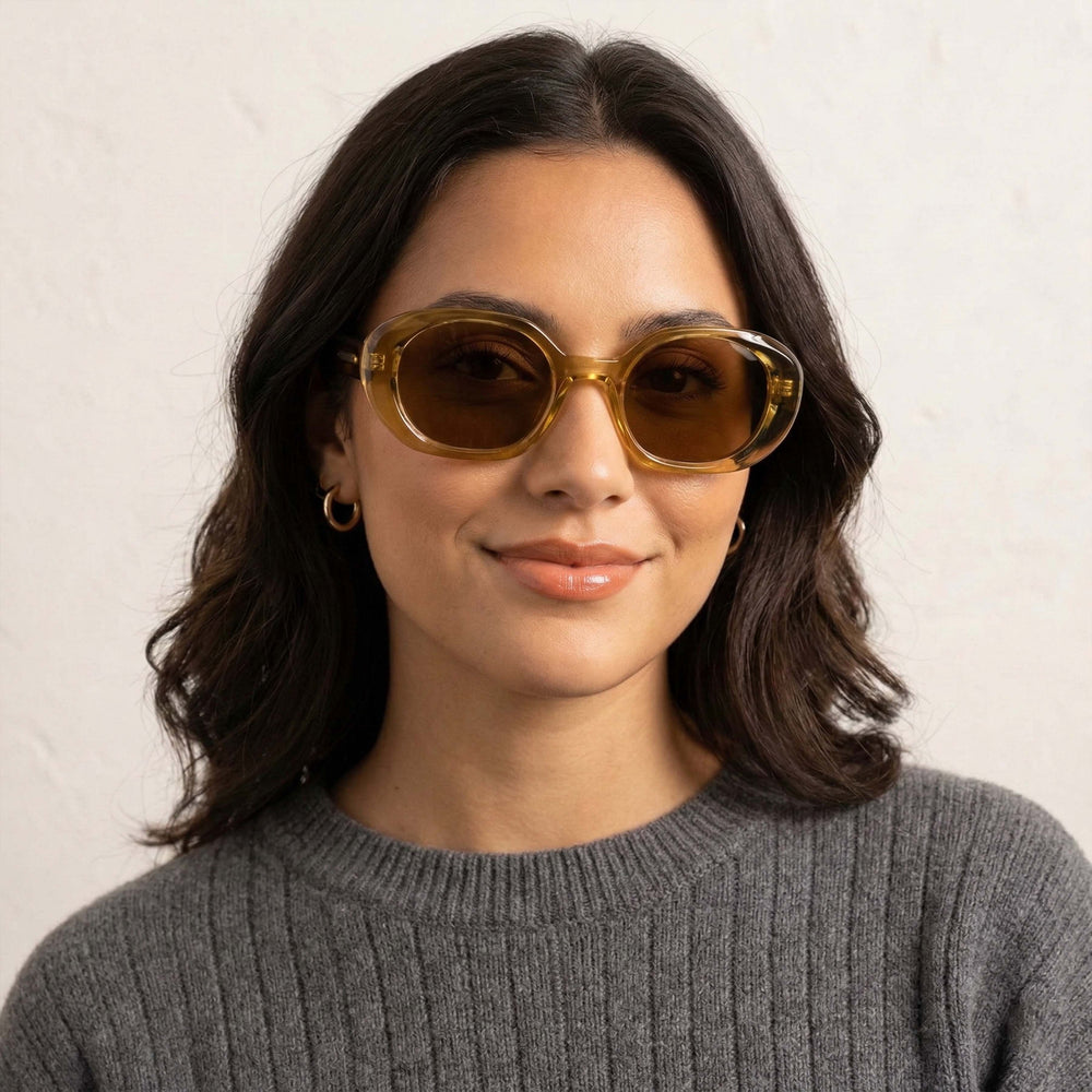 Hungary Octa | Yellow Round Wayfarer Sunglass