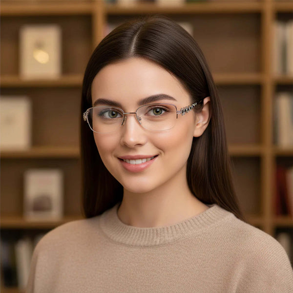 Silver Diamond Transparent Rimeless Eyewear | Pinellii Edition