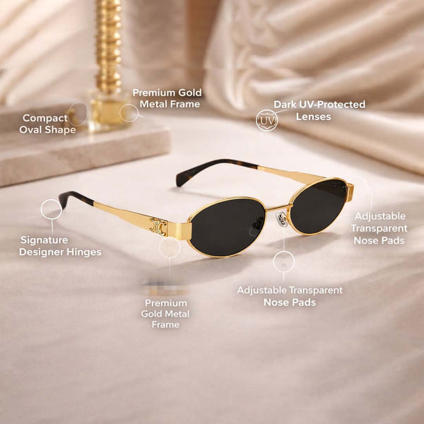 Haiti | Golden Black Round Sunglass