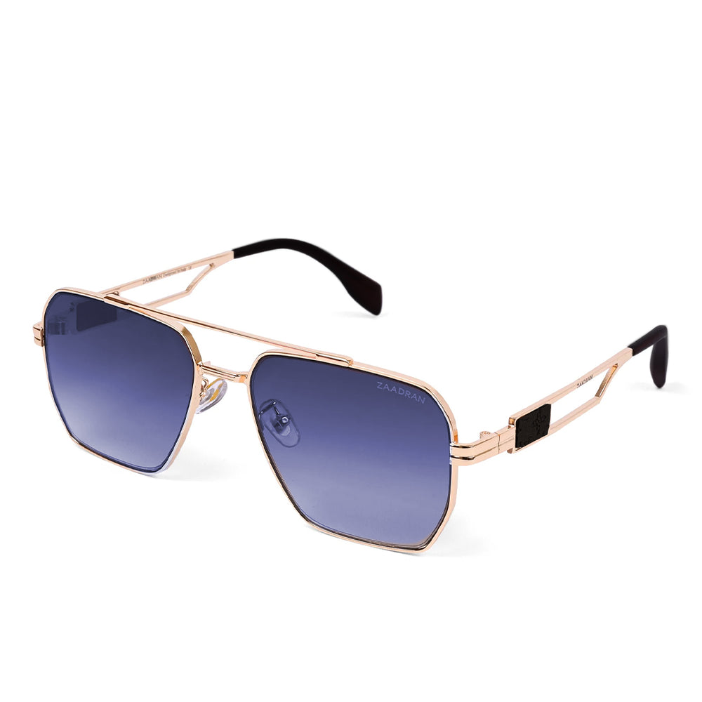 Alaska | Golden Blue Aviator Sunglass - (ZAADWFALBLU0003)