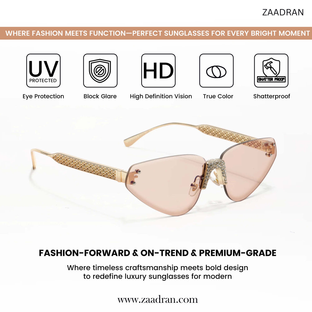 Florence | Champagne Pink Rimless Cateye Sunglass