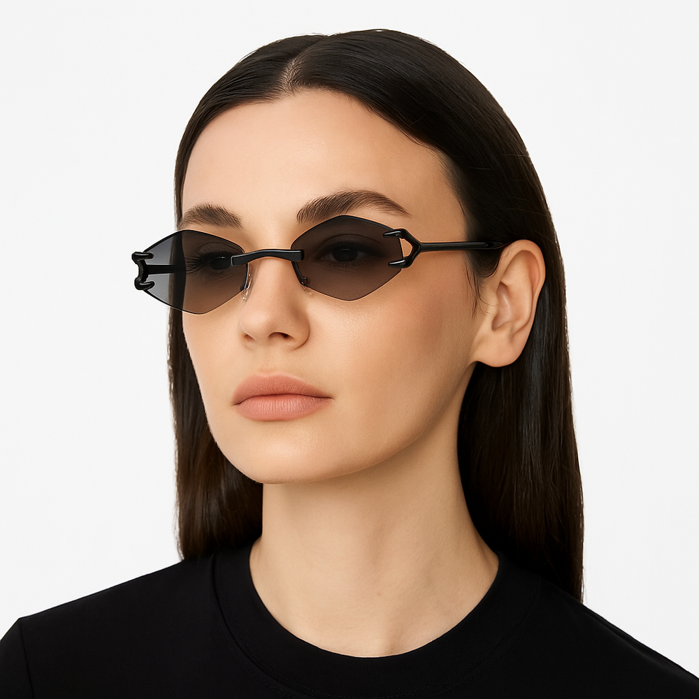 Rose Kiss | Black Rimless Sunglass