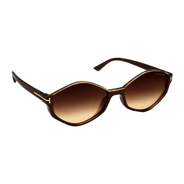 Gabon | Brown Golden Hexa Half Rimless Sunglass