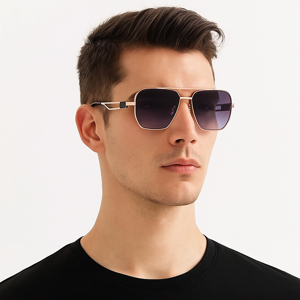 Alaska | Golden Blue Aviator Sunglass - (ZAADWFALBLU0003)
