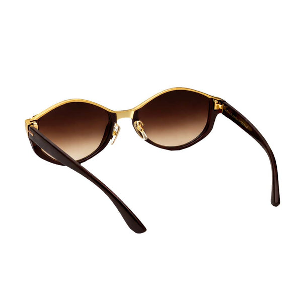 Gabon | Brown Golden Hexa Half Rimless Sunglass