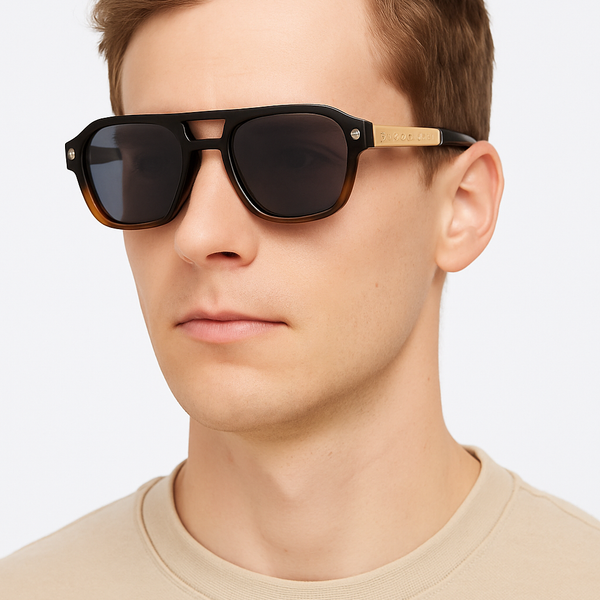 Europe | Golden Black Brown Aviator Sunglass