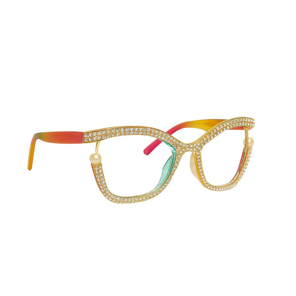 Diamond Cateyes | Rainbow Fancy White Crystals Wayfarer Transparent Sunglass