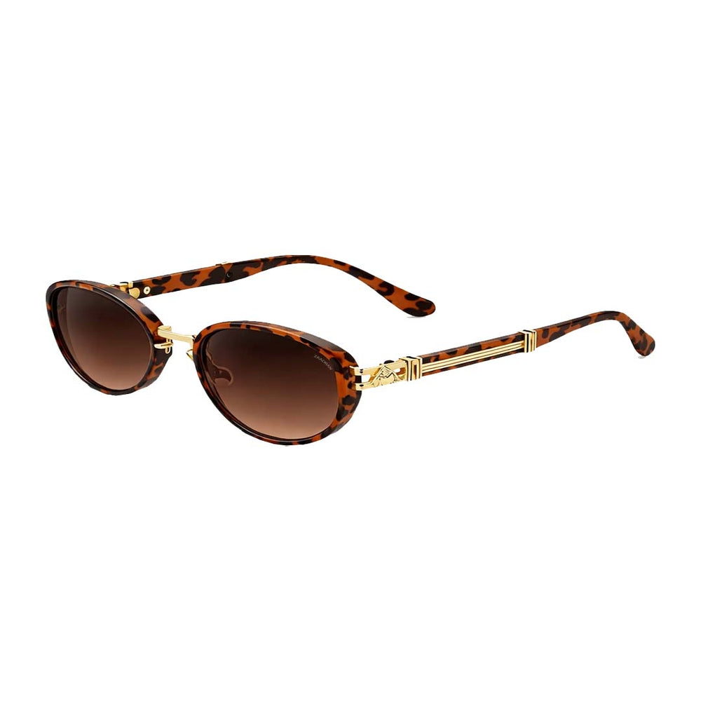 Nauru | Leopard Golden Transparent Round Sunglass
