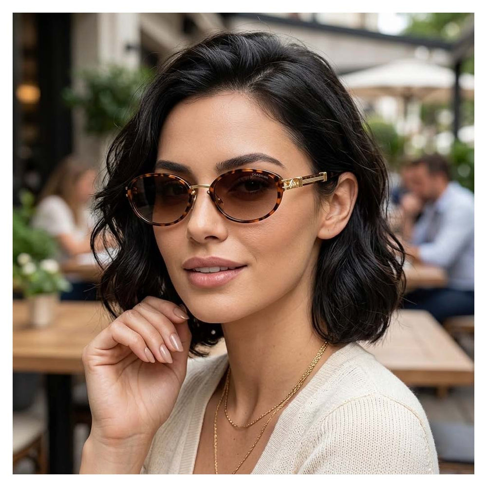 Nauru | Leopard Golden Transparent Round Sunglass