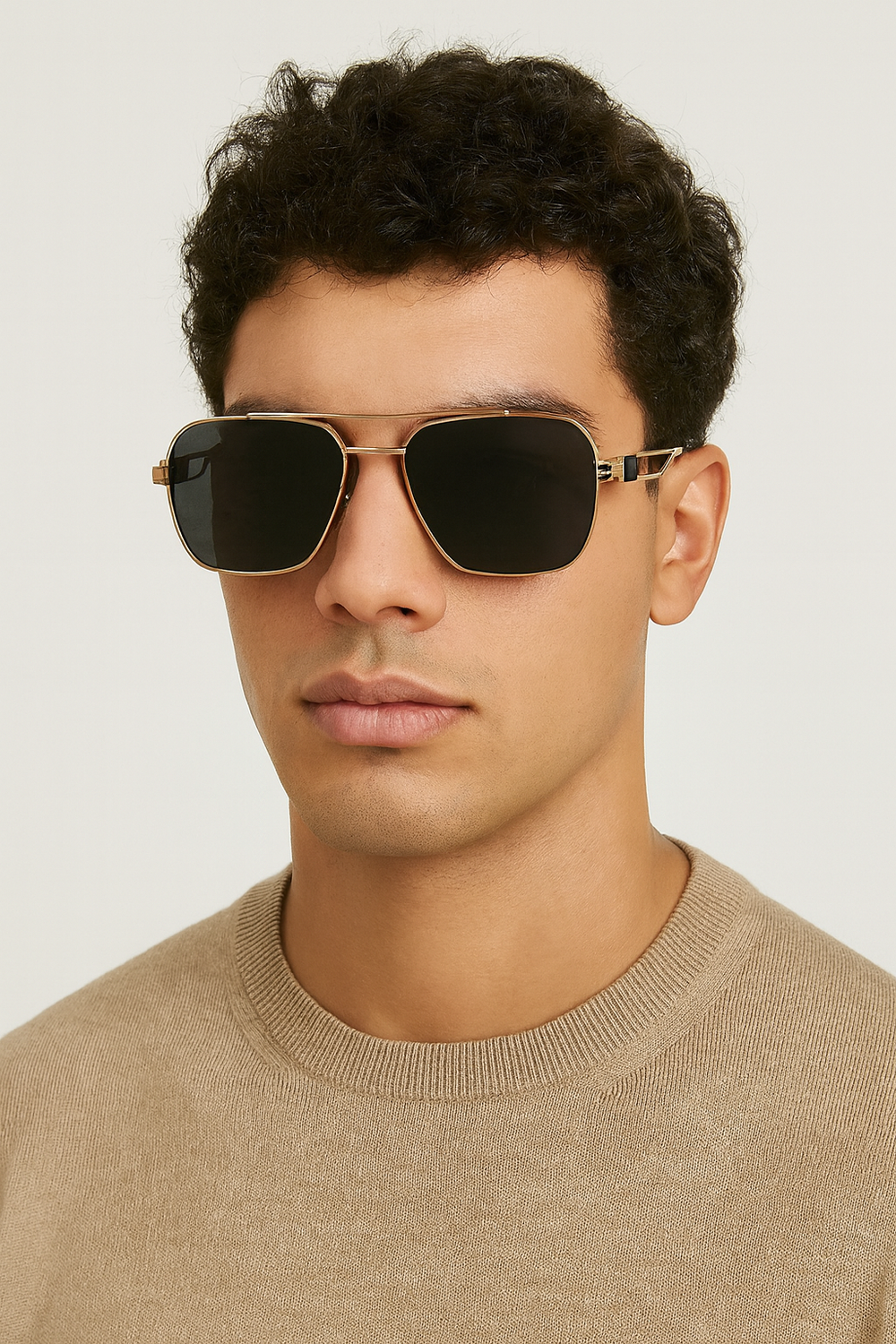 Alaska | Golden Black Aviator Sunglass - (ZAADWFALBLK0004)