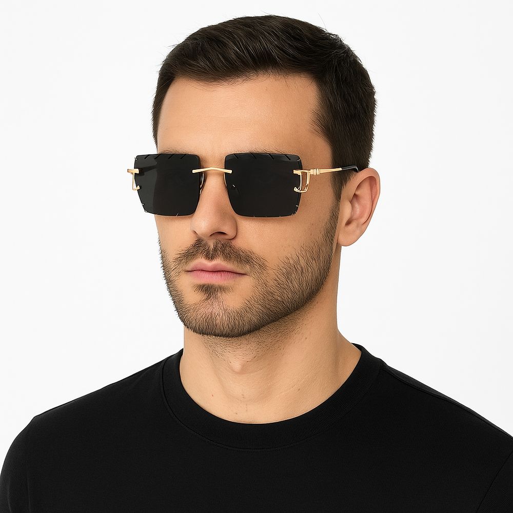 Alberta | Black Rimless Square Sunglass - (ZAADRLABBLK0007)