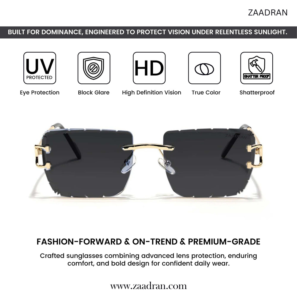 Alberta | Black Rimless Square Sunglass - (ZAADRLABBLK0007)