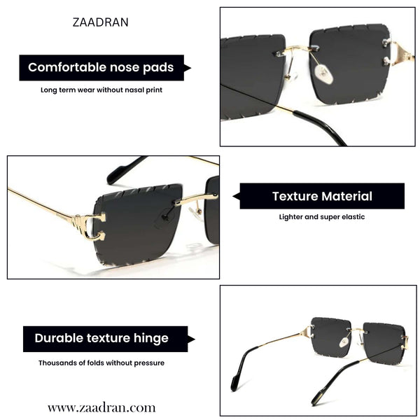 Alberta | Black Rimless Square Sunglass - (ZAADRLABBLK0007)