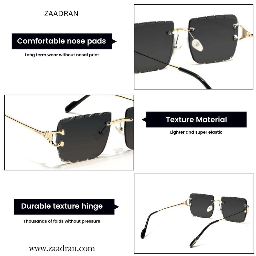 Alberta | Black Rimless Square Sunglass - (ZAADRLABBLK0007)