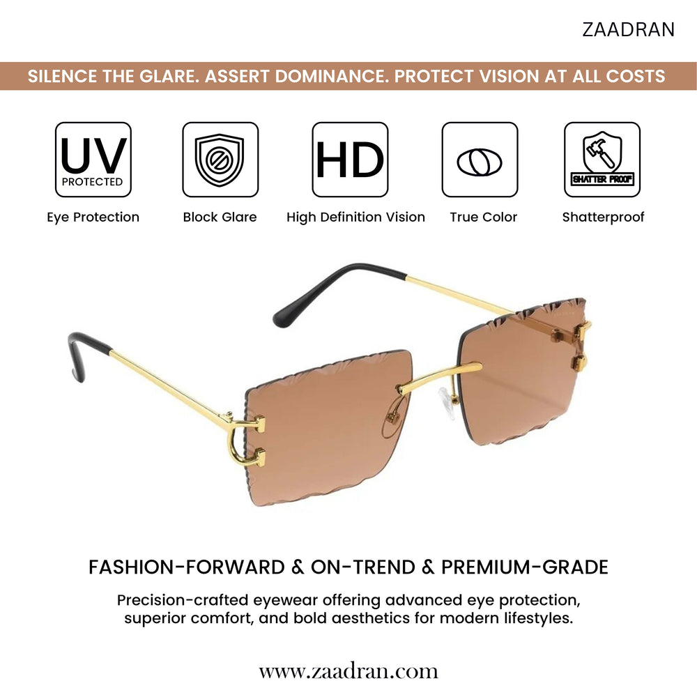 Alberta Diamond Cut | Peach Rimeless Sunglass - (ZAADRLABDCPCH0008)
