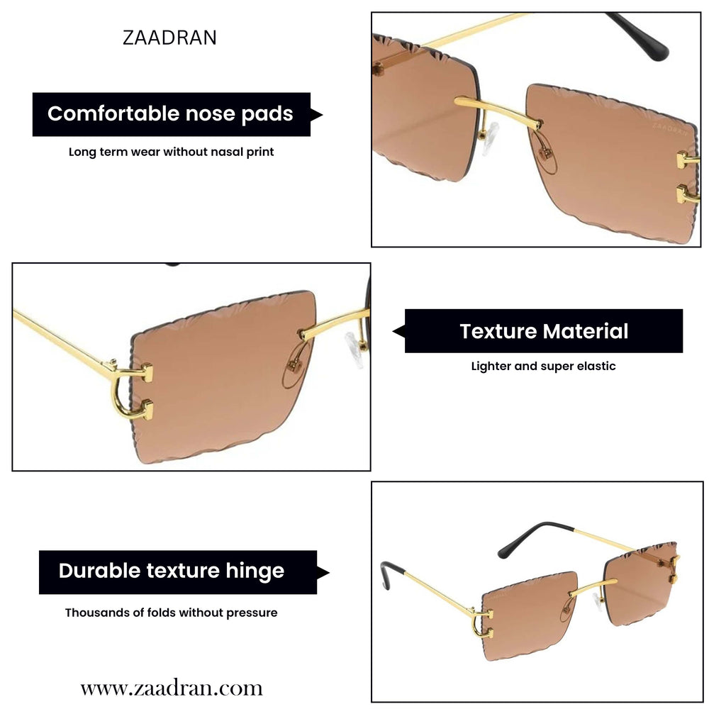 Alberta Diamond Cut | Peach Rimeless Sunglass - (ZAADRLABDCPCH0008)