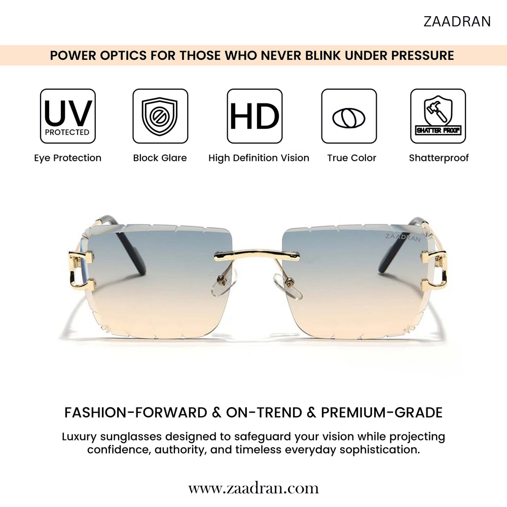 Alberta | Dual Tone Golden Rimless Square Sunglass - (ZAADRLABGLDDT0006)