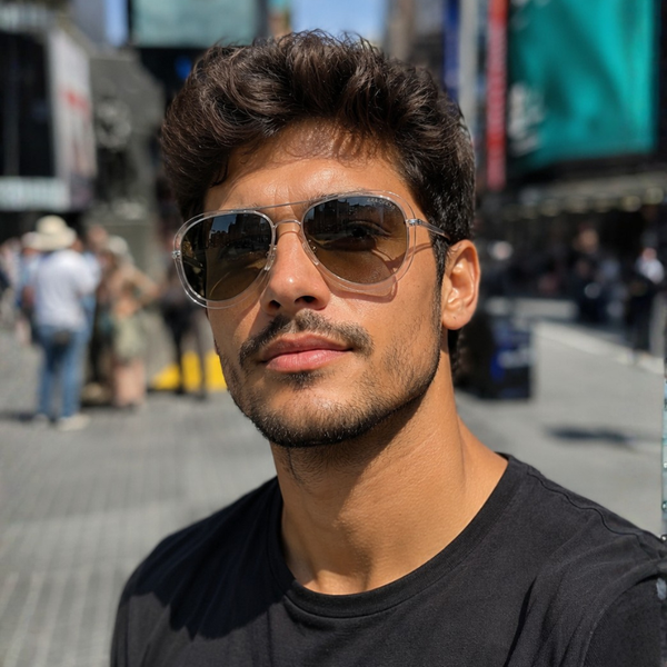 Aruba | Transparent Gradient Brown Aviator Sunglass